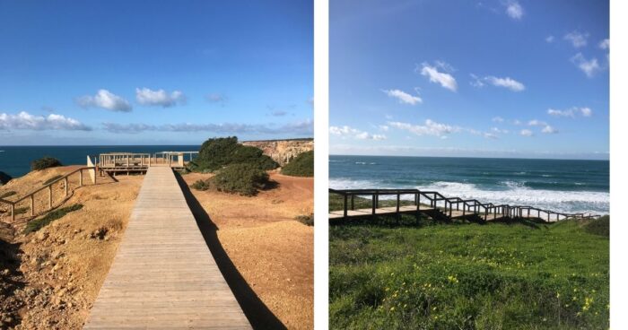 Cesta podél pobřeží u Carrapateiry v jihozápadním Algarve