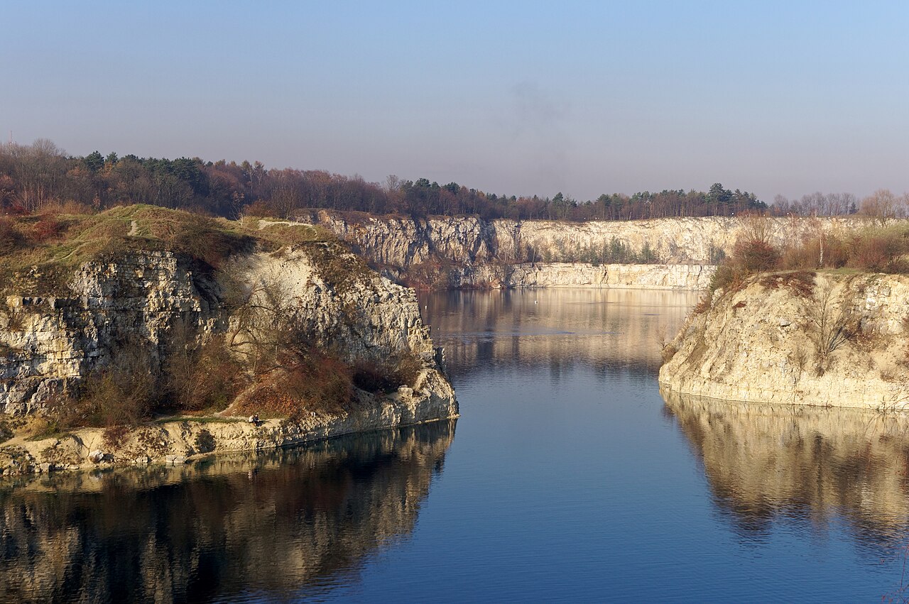 The flooded Zakrzówek quarry in Kraków, Poland