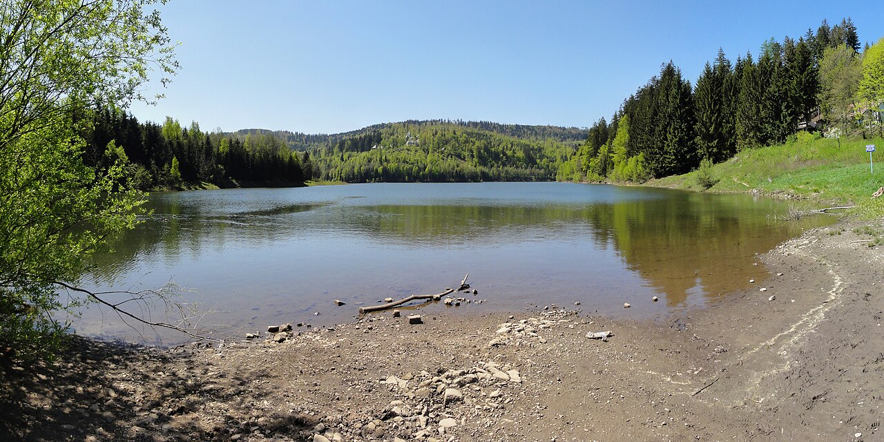 Lake Czerniańskie at Wisła in the Silesian Beskids, Poland