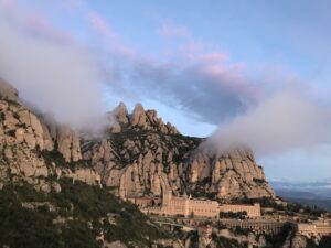 Montserrat monastery in Spain below the rock pinnacles