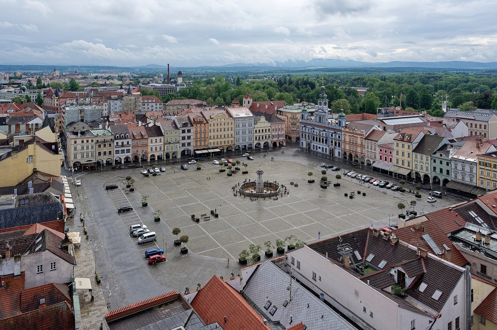 View from the Black Tower over Přemysl Otakar II Square in České Budějovice