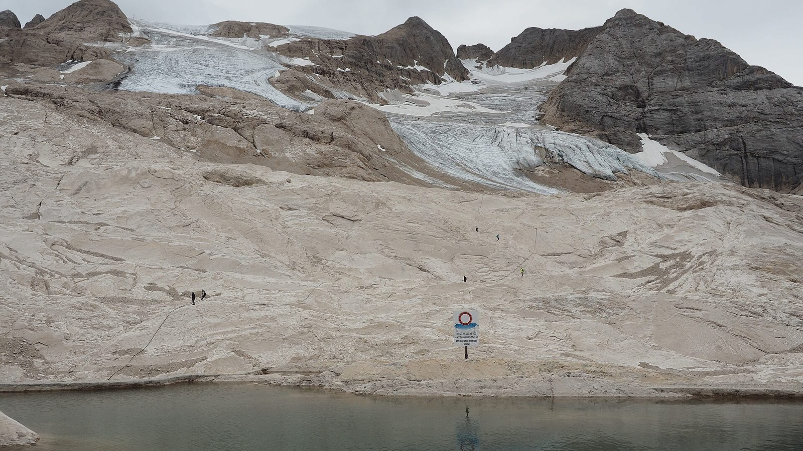 The Marmolada glacier below the highest peak in the Dolomites