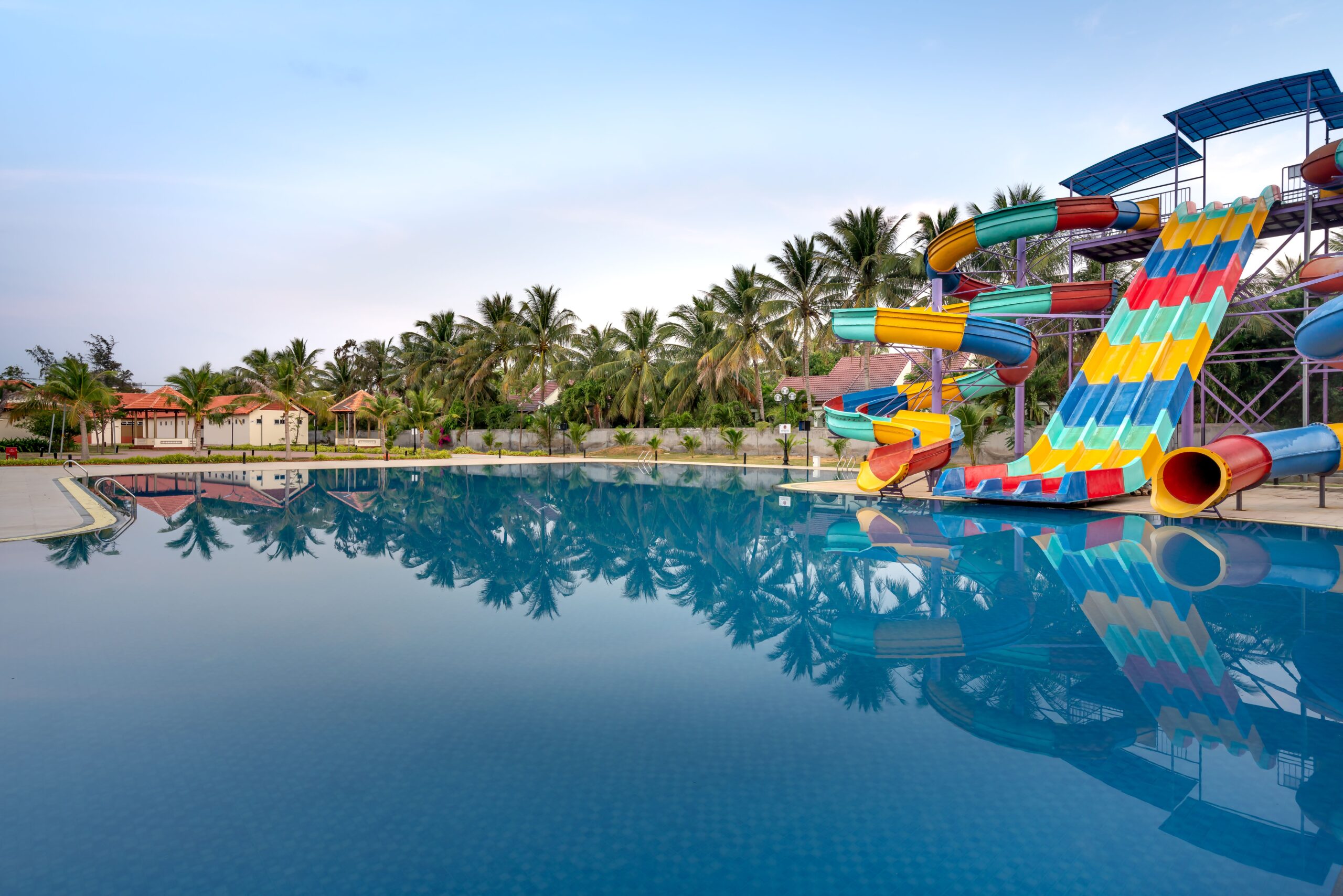Colourful water slides at a Polish water park