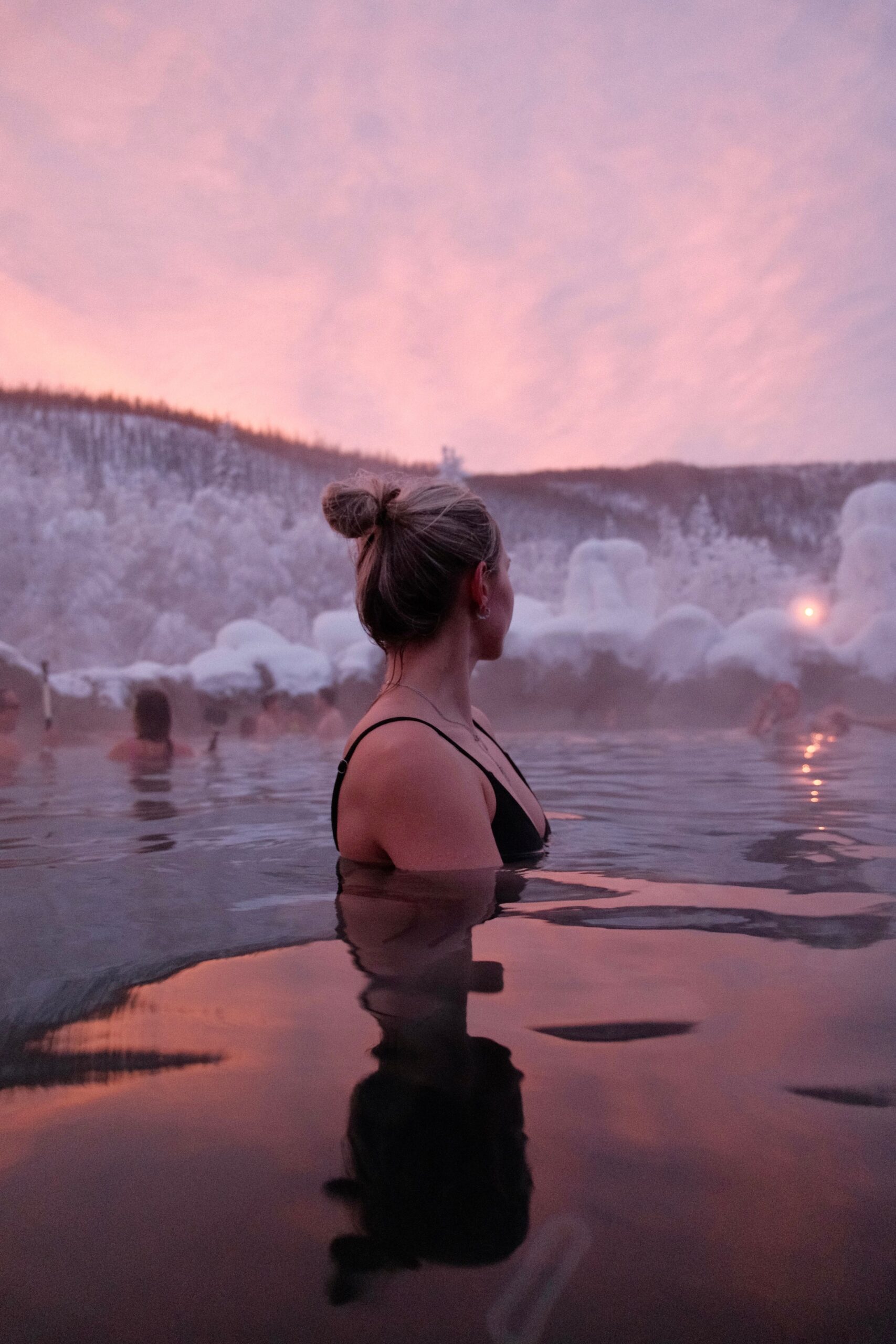 Thermal water at dusk