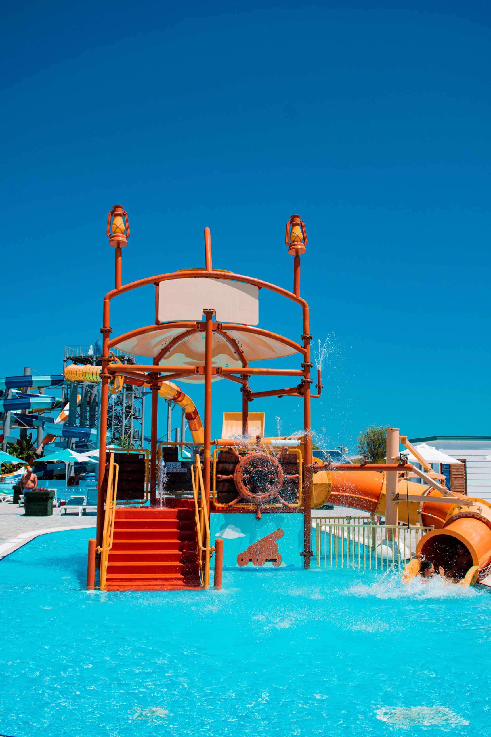 Water park with slides